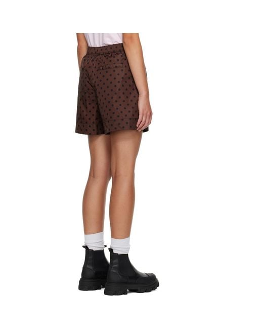 Ganni Brown Printed Flyweight Nylon Boxer Shorts