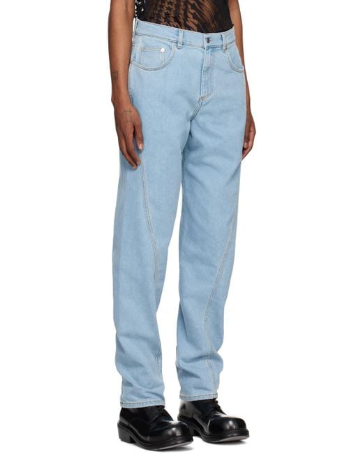 Mugler Blue Twisted Seam Jeans for men