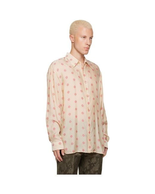 Dries Van Noten Natural Off- Loose Jacquard Shirt for men