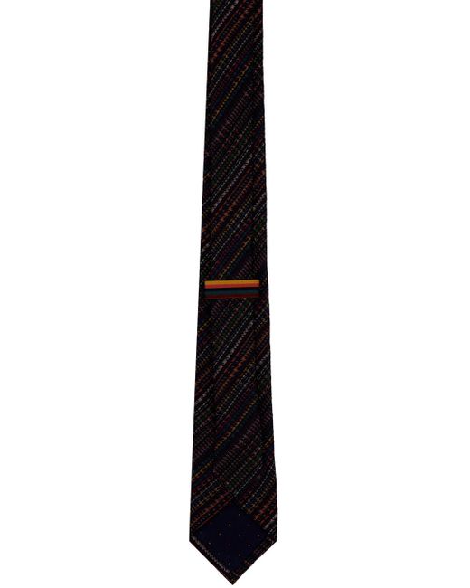 Paul Smith Black Multicolor Signature Stripe Tie for men