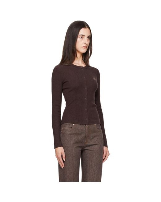 Maison Kitsuné Brown Baby Fox Ribbed Cardigan