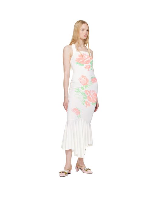 YUHAN WANG Black Ssense Exclusive Rose Printed Halterneck Midi Dress