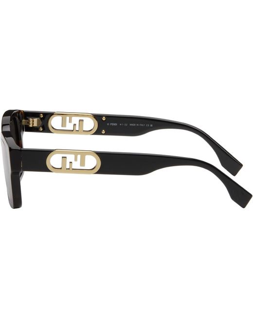 Fendi Black Tortoiseshell O'lock Sunglasses for men