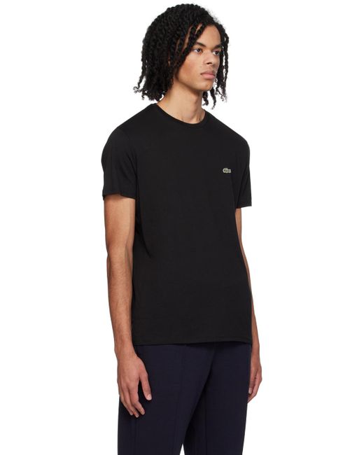 T-shirt noir à col ras du cou Lacoste pour homme en coloris Black