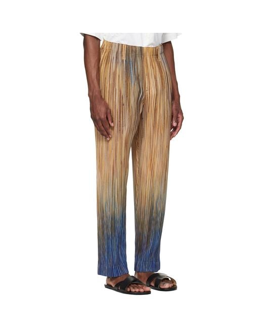 Homme Plissé Issey Miyake Multicolor Paint Brush Close-Up Trousers for men