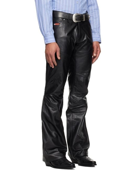 Martine Rose Black Boot Cut Utility Leather Pants for men