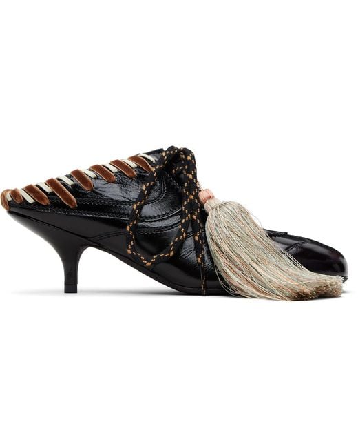 Dries Van Noten Black Heeled Sneaker Mules