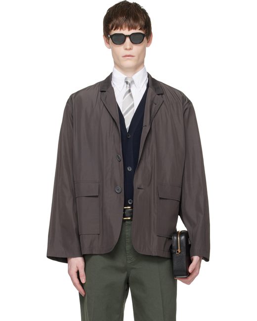 Thom Browne メンズ グレー パッカブル フラップポケット テーラード 