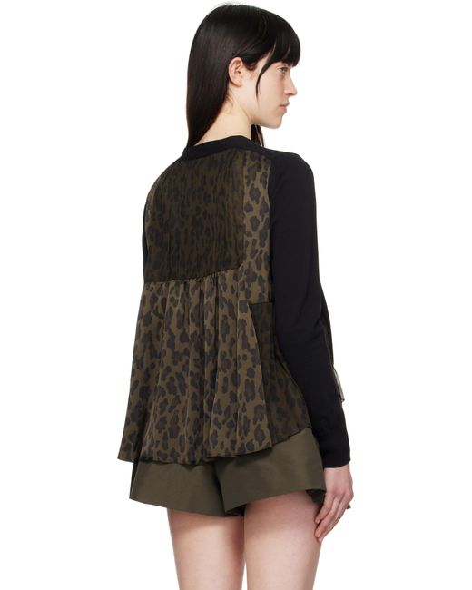 Sacai ブラック＆ブラウン Leopard Print & Knit カーディガン Black