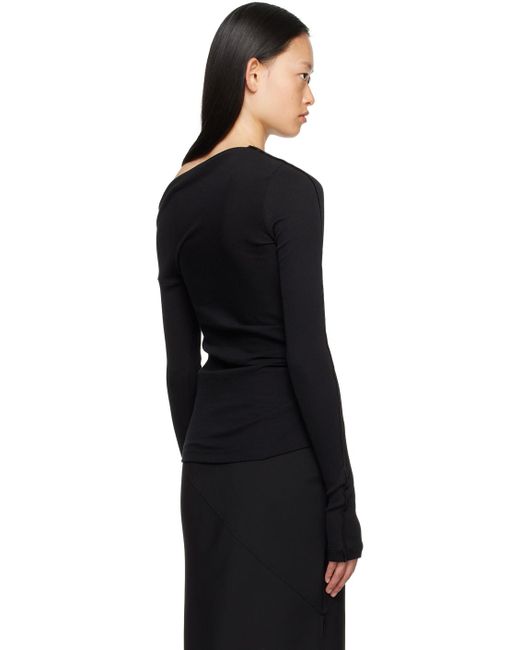 Helmut Lang Black Asymmetric Long Sleeve T-shirt