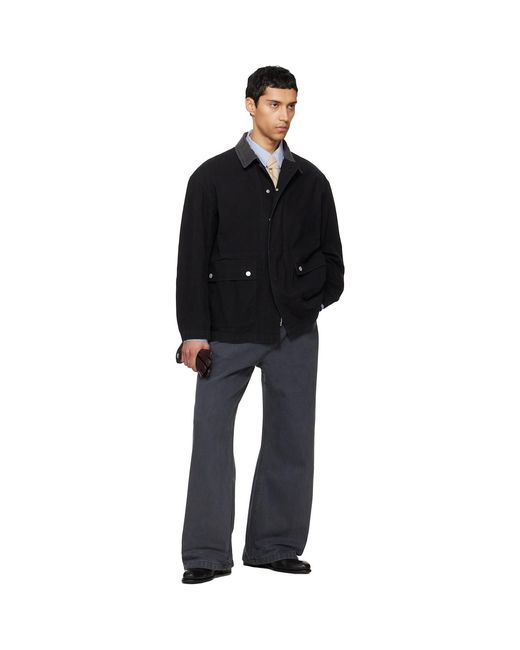 TONYWACK Black Garment Washed Barn Jacket for men