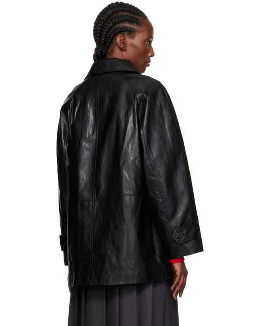 DUNST ブラック Lily Half フェイクレザー ジャケット Black