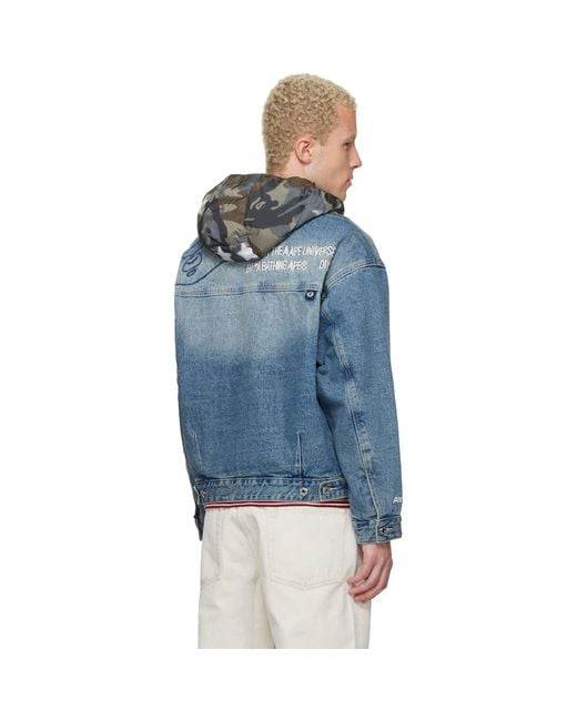Aape By A Bathing Ape Blue 'Aape' Main Denim Jacket for men