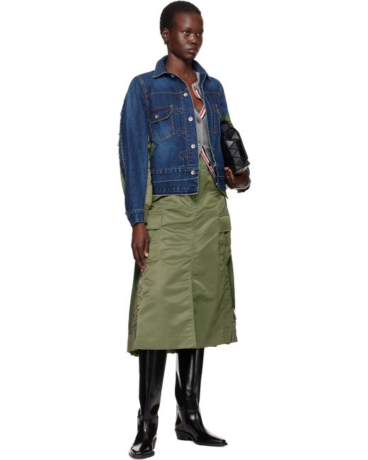 Sacai ブルー ナイロンツイル デニムジャケット Blue
