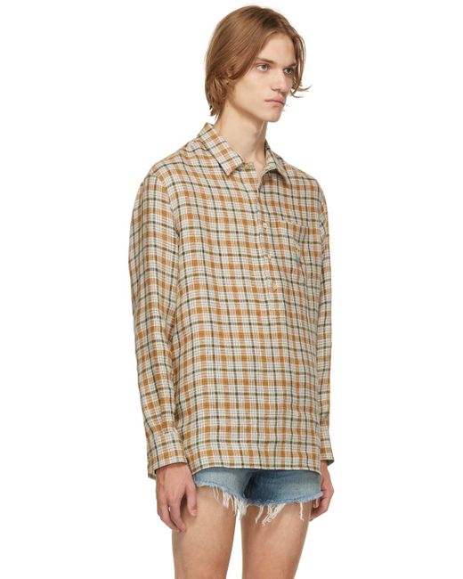 Gucci リネン ベージュ シャツ カラー ナチュラル メンズ Lyst