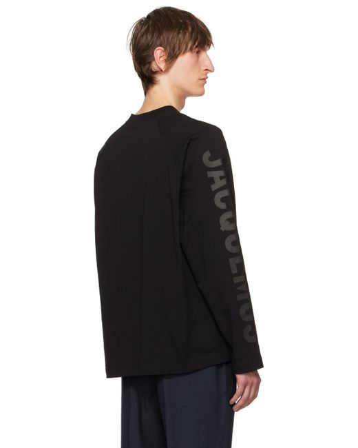 T-shirt à manches longues 'le t-shirt typo manches longues' noir - les classiques Jacquemus pour homme en coloris Black