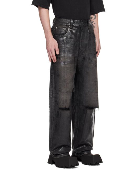we11done Black Foil Coated Jeans for men