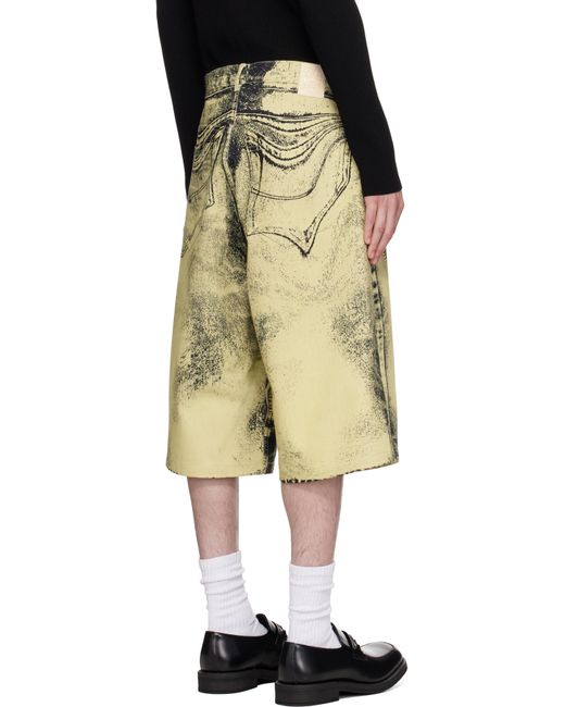 CAMPERLAB Distorted Print デニムショートパンツ メンズ CAMPERLAB イエロー＆ブラック Distorted デニムショート