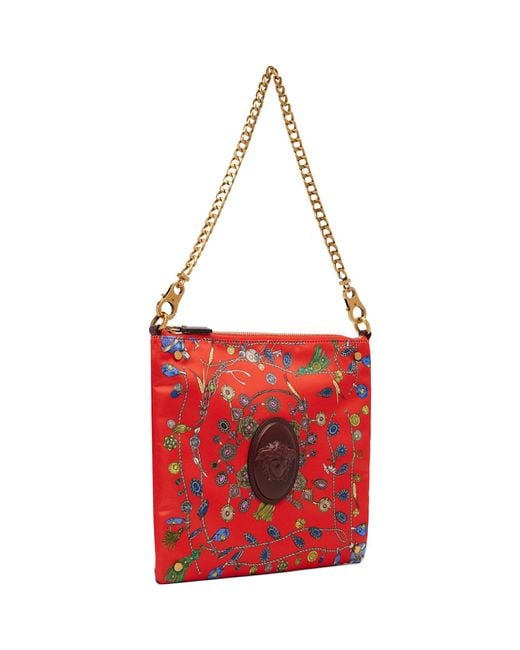 Versace Red Cabine Printed Duchesse Shoulder Bag