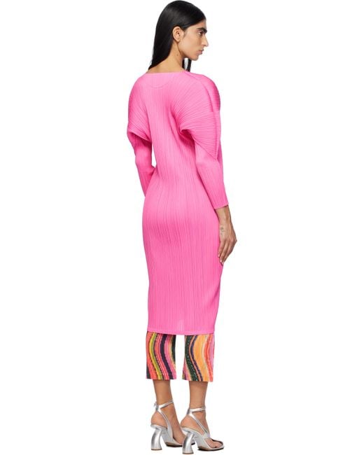 Pleats Please Issey Miyake Pink Monthly Colors October Midi Dress