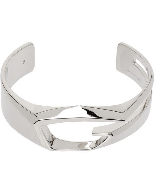 Givenchy Black Silver G Cut Cuff Bracelet for men