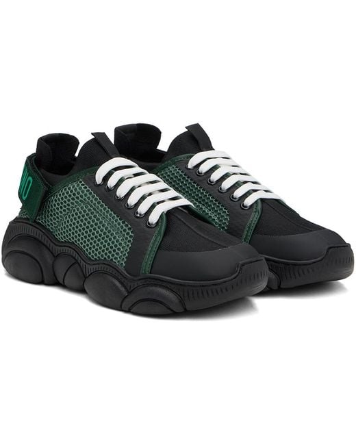 Moschino Black & Green Logo Tape Teddy Sneakers for men