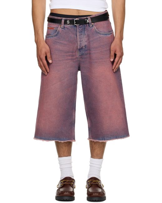 Short Rose En Denim À Revers Effilochés Exclusif À Ssense Martine Rose pour homme en coloris Red