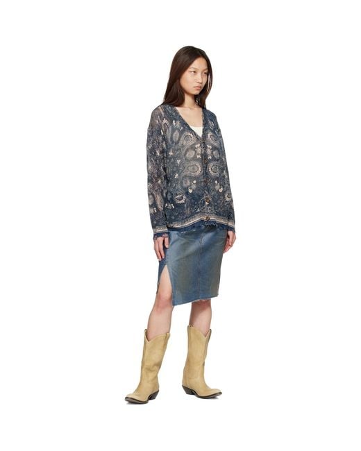 R13 Gray Printed Boyfriend Cardigan
