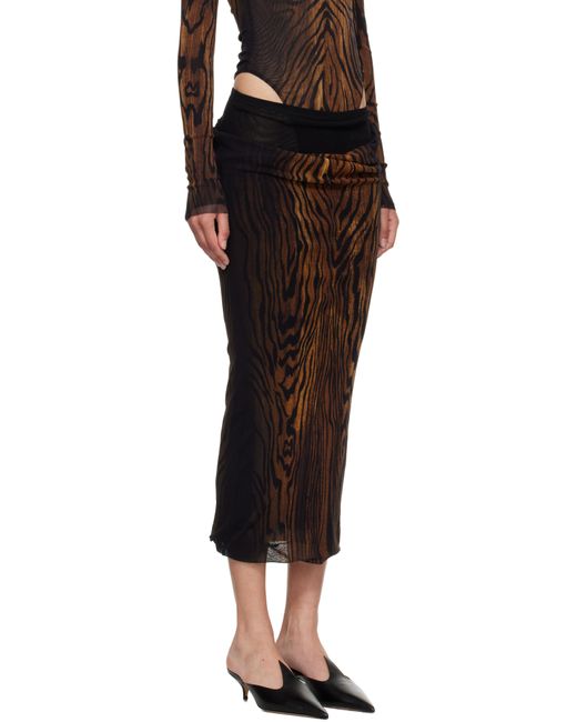 Jean Paul Gaultier ブラック＆ブラウン 'The Long Draped Wood' ミディアムスカート Black