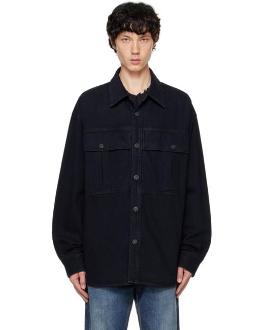 Agolde Blue Heavyweight Regenerative Cotton Denim Shirt for men