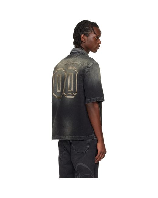 Off-White c/o Virgil Abloh Black Zip Bowling Denim Shirt for men