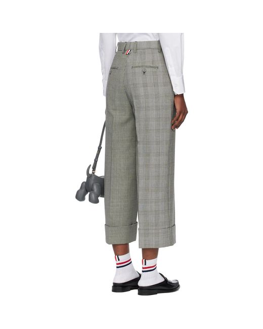 Thom Browne Gray High Waisted Straight Leg Trousers
