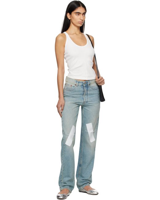 MM6 by Maison Martin Margiela ブルー ディストレス テープ ファイブポケット ジーンズ Blue
