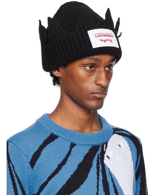 Charles Jeffrey Blue Chunky Crown Beanie for men
