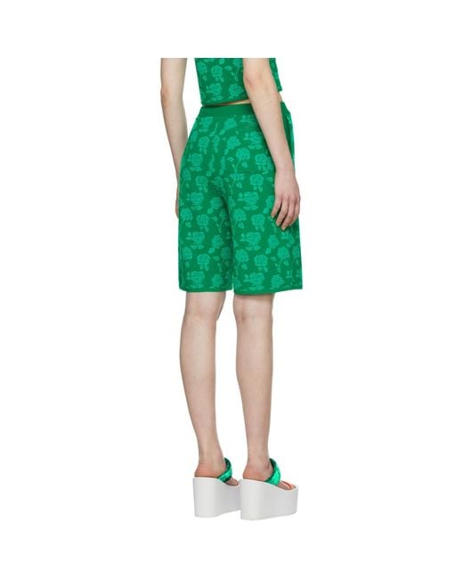 Pushbutton Green Polyester Shorts