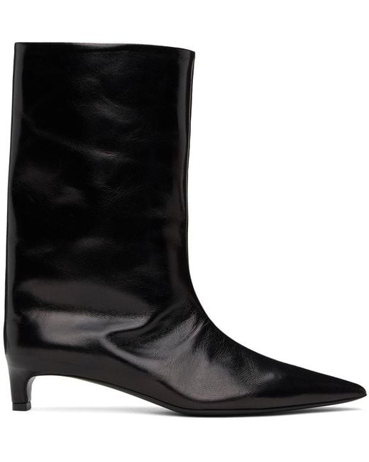 Jil Sander レザー ヒールブーツ Black