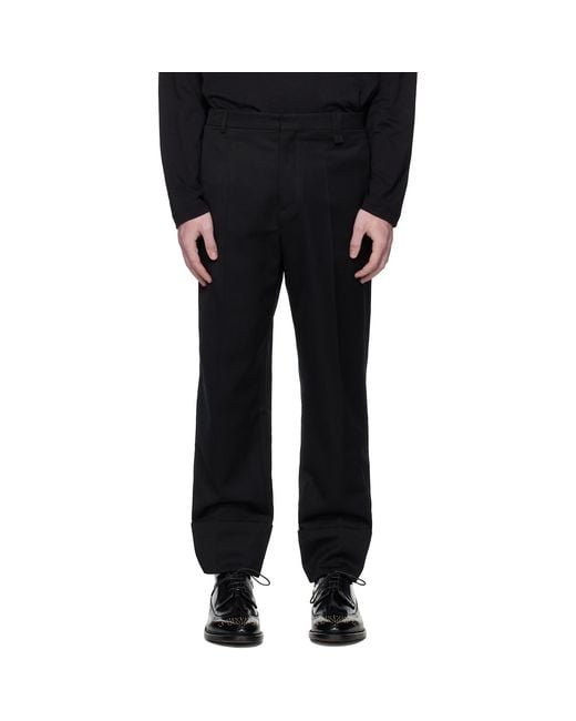 Simone Rocha Black Cuffed Straight Leg Trousers for men