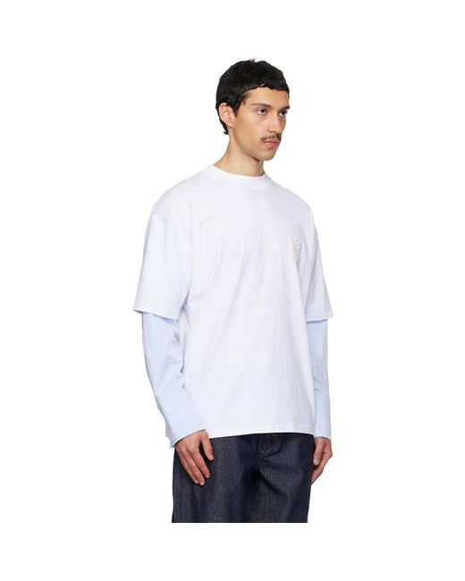 Egonlab White Sculpted Cotton Shirt T-Shirt for men