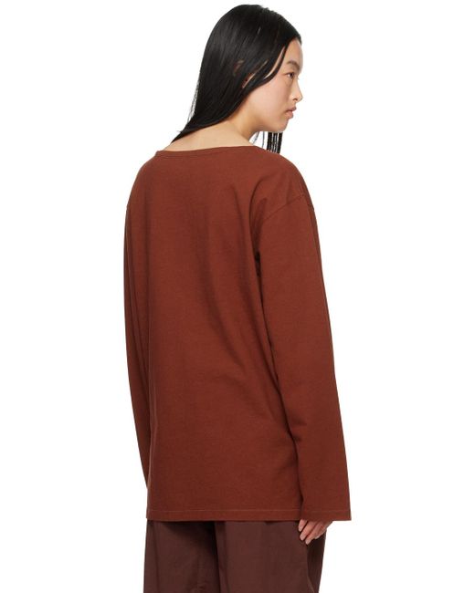 Lemaire Red Wide Neck Long Sleeve T-Shirt