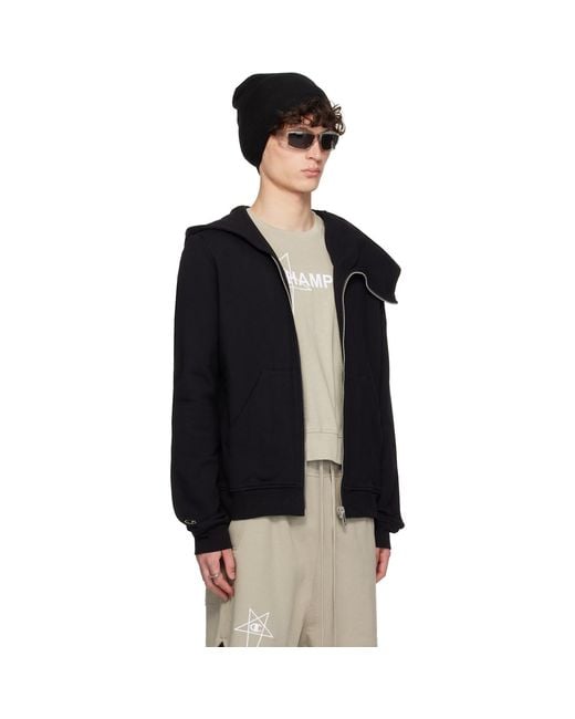 Rick Owens Black Champion Edition Mountain Hoodie for men