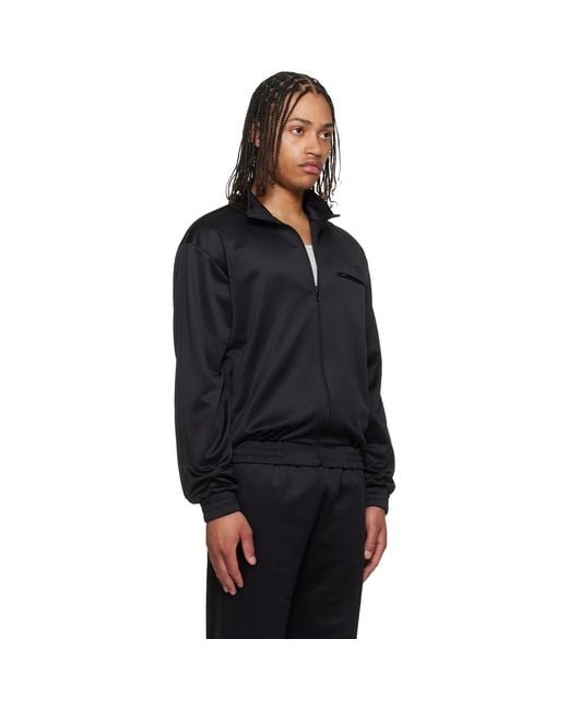 MM6 by Maison Margiela Black Embroidered Logo Track Jacket for men