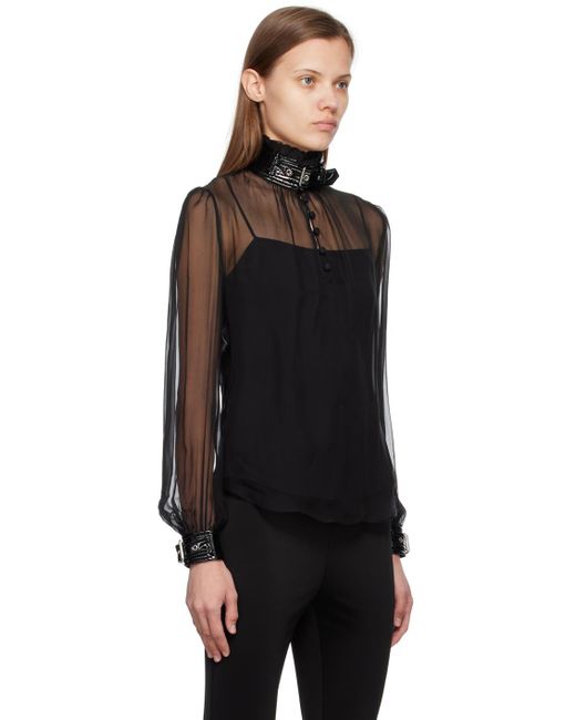 Moschino Black Bondage Buckle Blouse