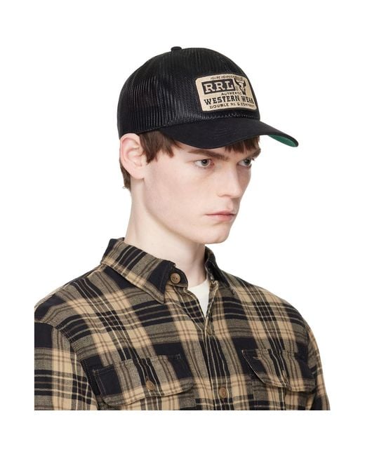 RRL Black Western Trucker Cap for men