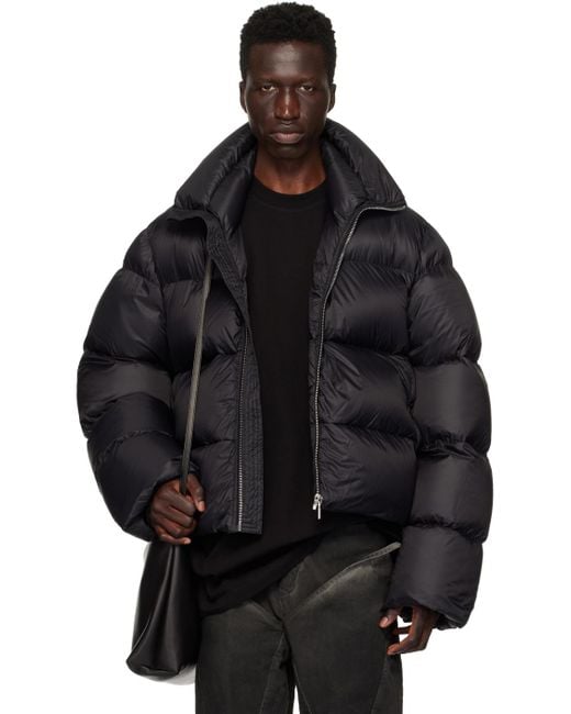 Rick Owens Black Turtleneck Padded Jacket for men