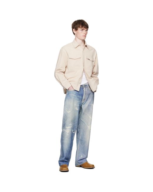 Represent Blue Off- Textured Long Sleeve Shirt for men