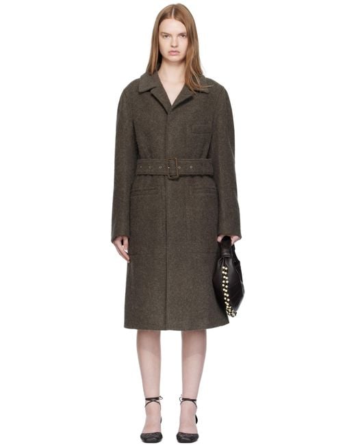 Lemaire Black Khaki Belted Tailored Coat