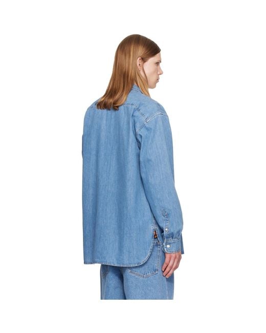 Dries Van Noten Blue Loose Denim Shirt for men