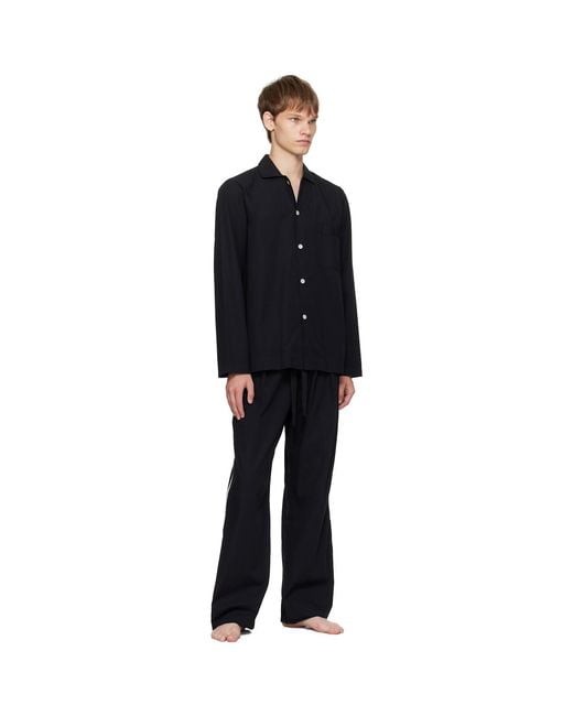 Tekla Black Striped Poplin Pyjama Pants for men