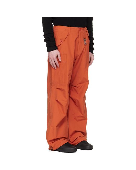 Reese Cooper Red Nylon Cinched Wide Leg Cargo Pants for men