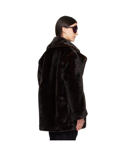 Coperni Black Notched Lapel Faux-Fur Coat